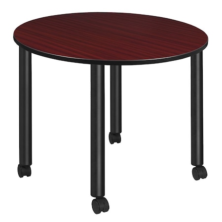Regency Kee Mobile Tables, 48 W, 48 L, 29 H, Wood, Metal Top, Mahogany TBMC48RNDMHBK
